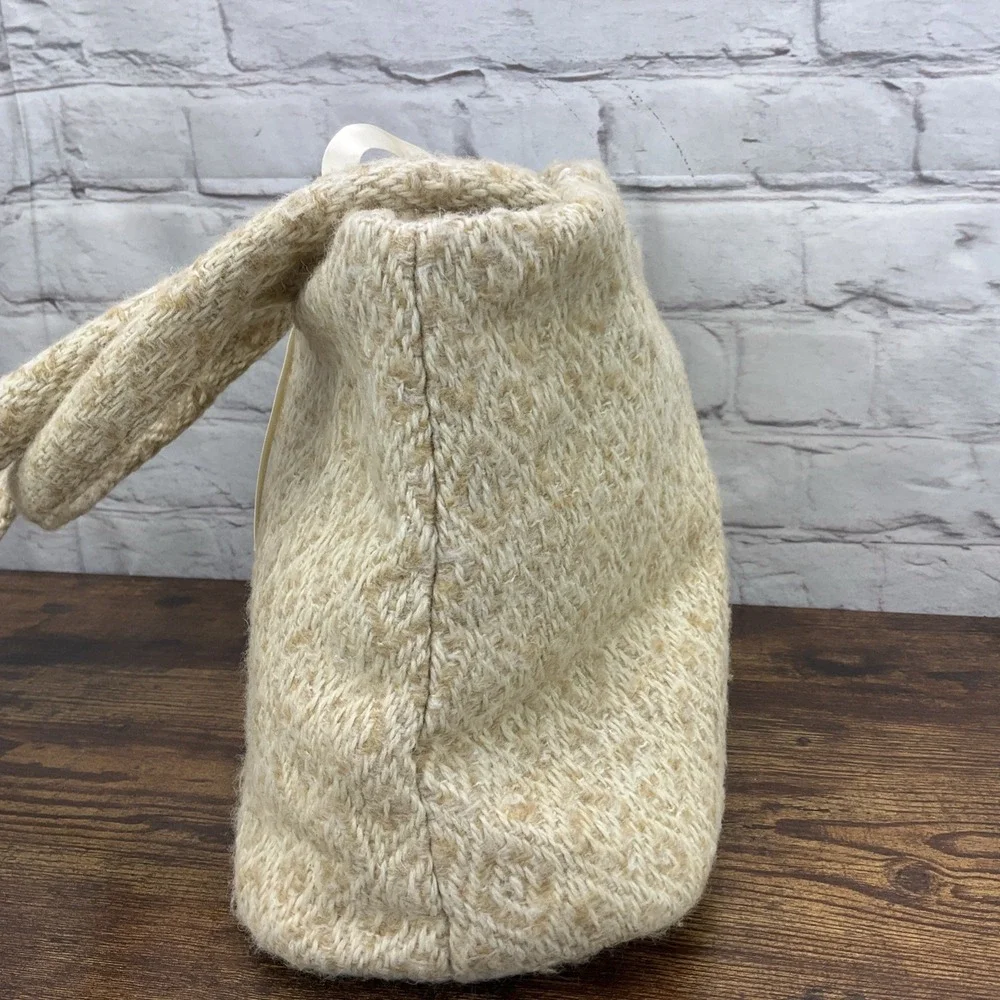 Boyne Valley Weavers Vintage Wool Handbag Diamond Stitch Double Strap